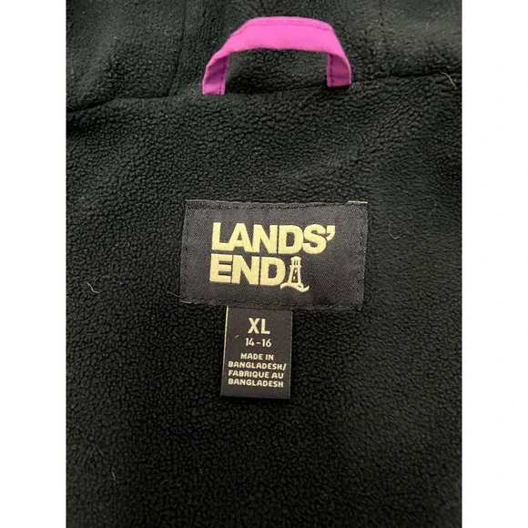 Lands End Girls Squall Waterproof Parka Purple Lined Jacket XL 14-16 524565